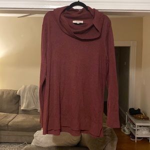 NWOT loft long Maroon sweater xxl with slight cowl neck